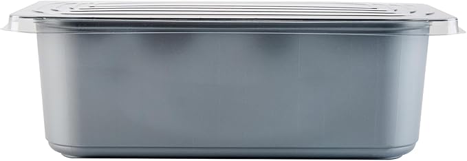 Restaurantware-RW Base 5 Quarts Ice Cream Containers, 25 Rectangle Disposable Containers - Durable, With Clear Lid, Black Plastic Box, For Ice Creams, For Cafes