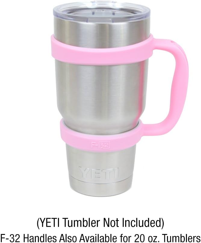 F-32 Handle - 19 COLORS - 30oz Size - Compatible with 30 oz YETI and 30 oz. OZARK TRAIL Tumbler Travel Mug (30OZ, PRETTY PINK)