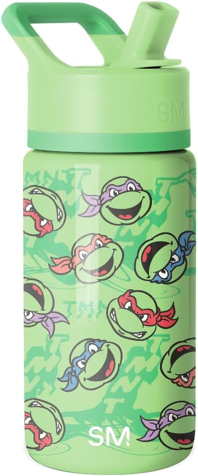 Simple Modern Kids Summit Water Bottle with Straw Lid | Teenage Mutant Ninja Turtles 14oz Stainless Steel Cup Insulated Tumbler for Boys, Girls, School | TMNT Mutant Ooze