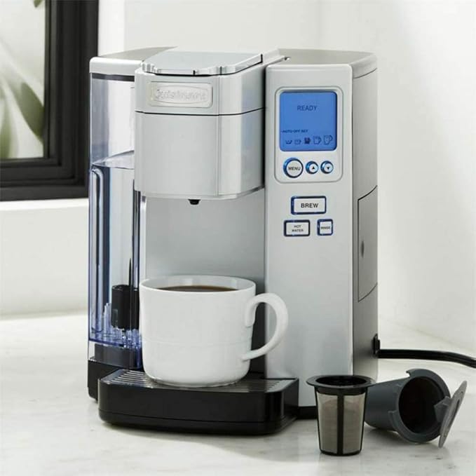 Cuisinart Coffee Maker, Single Serve 72-Ounce Reservoir Pod Coffee Machine, Programmable Brewing & Hot Water Dispenser, 3 Cup-Size Settings, Stainless Steel, SS-10P1, Silver
