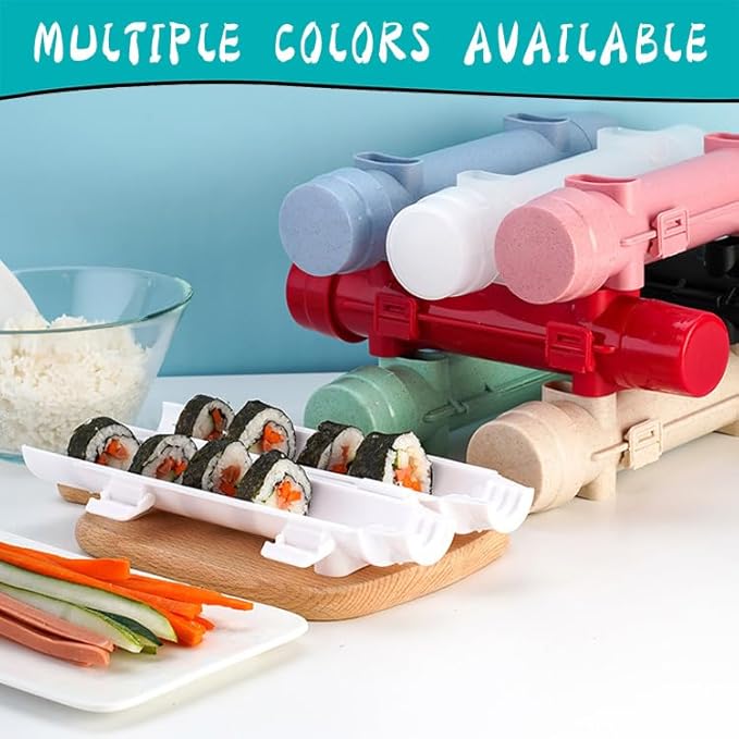 Sushi Making Kit, 22pcs Roller Maker for Beginners With Guide Book, Bazooka, Knife, Mat, Avocado Slicer, Chopsticks, Sauce Dishes & More - Sushi Lover's Gift