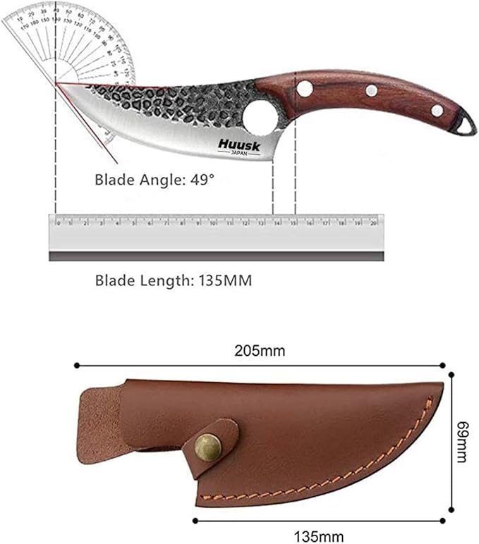 Smith Chu Forged Viking Knives - Husk Chef and Butcher Knife Set, Fishing Filet & Bait Knife, Japanese Boning Knife, Meat Cleaver for Kitchen or Camping - Gift for Dad