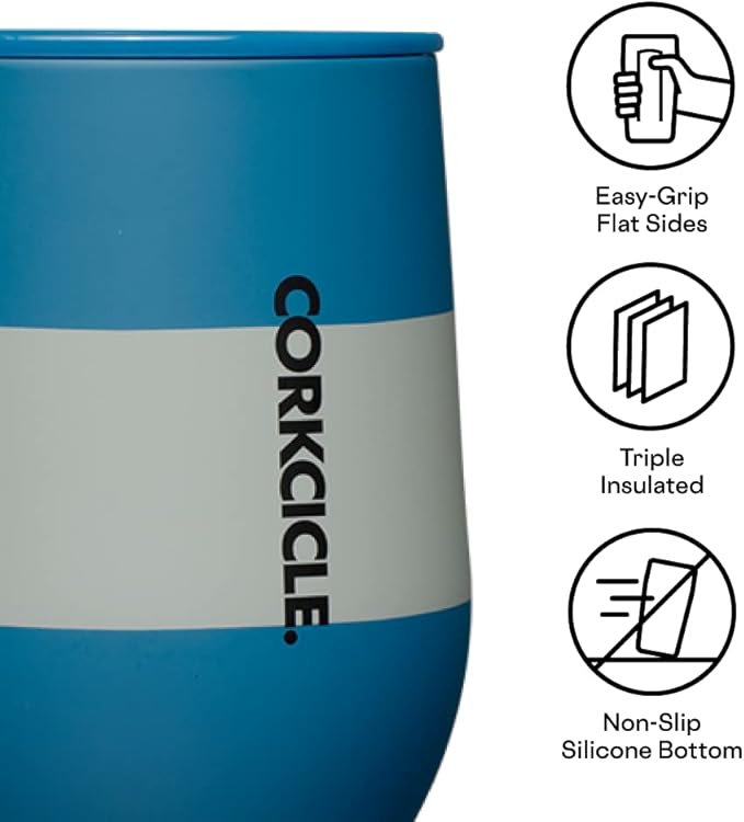 Corkcicle Stemless Insulated Wine Glass Tumbler - Keeps Beverages Cold 6 Hours & Hot 3 Hours - Stainless Steel - Easy-Grip - Summer Drinkware Gift - Keeps Drinks Ice Cold - 12 oz - Ravenclaw