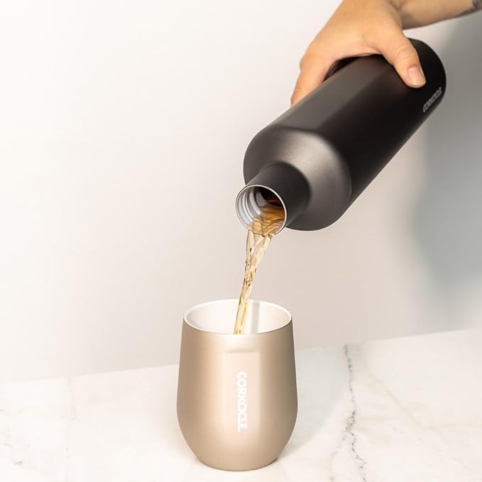 Corkcicle Pure Taste Stemless Insulated Wine Glass Tumbler - Keeps Beverages Cold 6 Hours & Hot 3 Hours - Stainless Steel - Easy-Grip - Summer Drinkware Gift - 12 oz - Latte/Oat Milk
