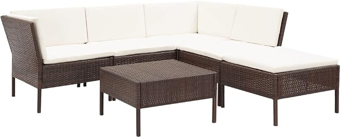 6 Piece Garden Lounge Set, Contemporary Outdoor Patio Furniture Sectional by Unknown