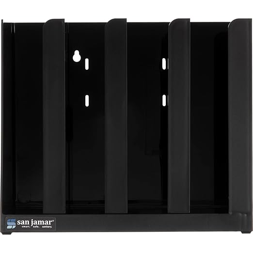 San Jamar Portion Cup and Lid Organizer Fits 2-3" Cups and Lids with Removable Dividers for Kitchen, Restaurant, and Fast Food, Plastic, 10 x 11.5 x 3.75 Inches, Black
