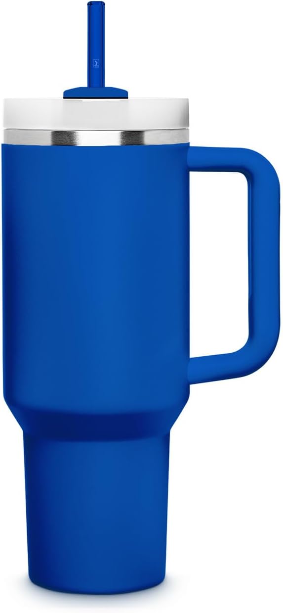 HALM Stanley Quencher Tumbler Glass Straws Blue Reusable Replacement Straws for Tumbler with Handle Stainless Steel Drinking Cup Accessory BPA-Free & Dishwasher Safe