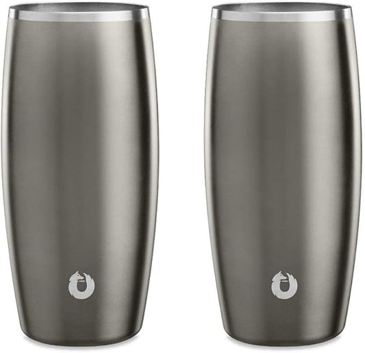 SNOWFOX Premium Vacuum Insulated Stainless Steel Beer Glass, Home Bar Accessories, Elegant Bartending, Lightweight Pint Glasses, Sleek Drinkware, Frosty Beverages Stay Cold, 18oz, Set of 2,Olive Grey