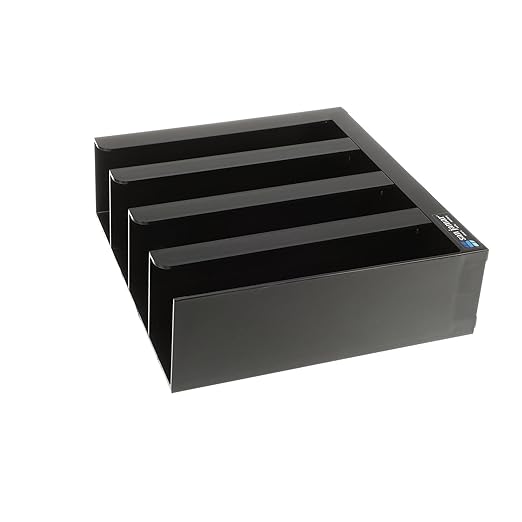 San Jamar Portion Cup and Lid Organizer Fits 2" Cups and Lids with Removable Dividers for Kitchen, Restaurant, and Fast Food, Plastic, 10 x 11.5 x 3.25 Inches, Black