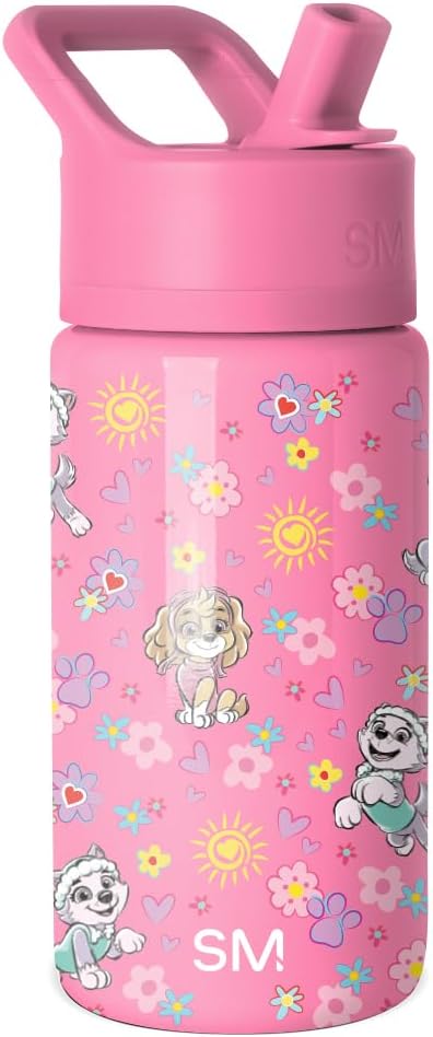 Simple Modern Kids Summit Water Bottle with Straw Lid | Paw Patrol 14oz Stainless Steel Cup Insulated Tumbler for Toddlers, School | Sunny Florals