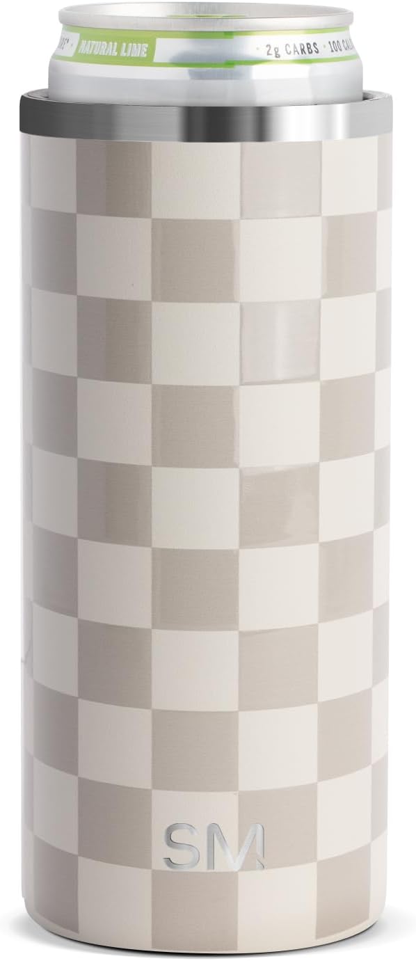Simple Modern Skinny Can Cooler | Slim Insulated Stainless Steel Drink Sleeve Holder | Insulate Seltzer, Soda, Beer, Energy Drinks | Gift for Women Her | Ranger Collection | Slim 12oz | Checkmate
