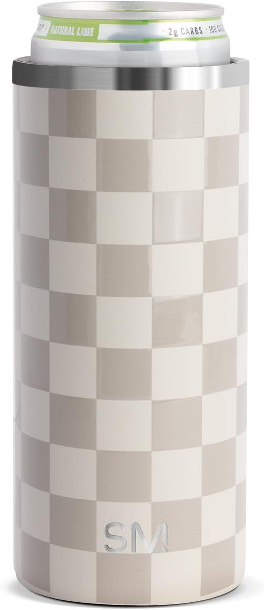 Simple Modern Skinny Can Cooler | Slim Insulated Stainless Steel Drink Sleeve Holder | Insulate Seltzer, Soda, Beer, Energy Drinks | Gift for Women Her | Ranger Collection | Slim 12oz | Checkmate