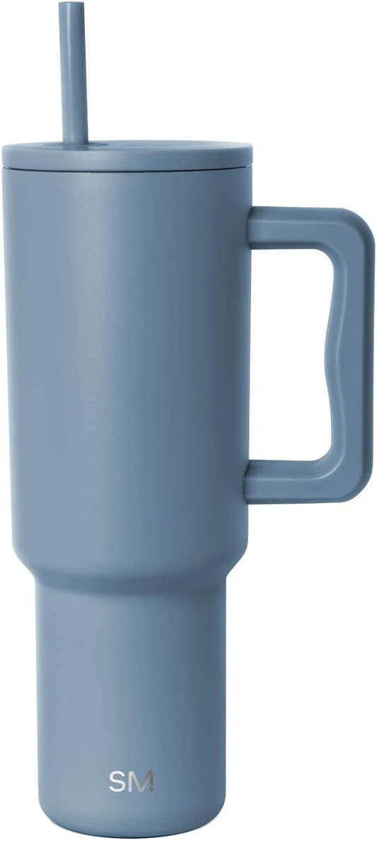 Simple Modern 40 oz Trek Tumbler with Handle and Straw Lid | Cup Holder Friendly Insulated Stainless Steel Travel Mug | Blue Dune (Pack of 12)