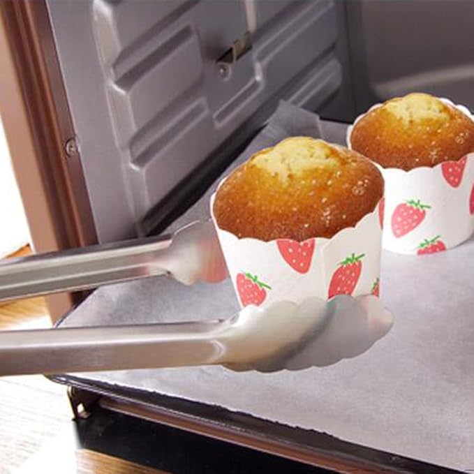 304 Stainless Steel Kitchen Cooking Tongs, 9" and 12" Set of 2 Sturdy Grilling Barbeque Brushed Locking Food Tongs with Ergonomic Grip, Green