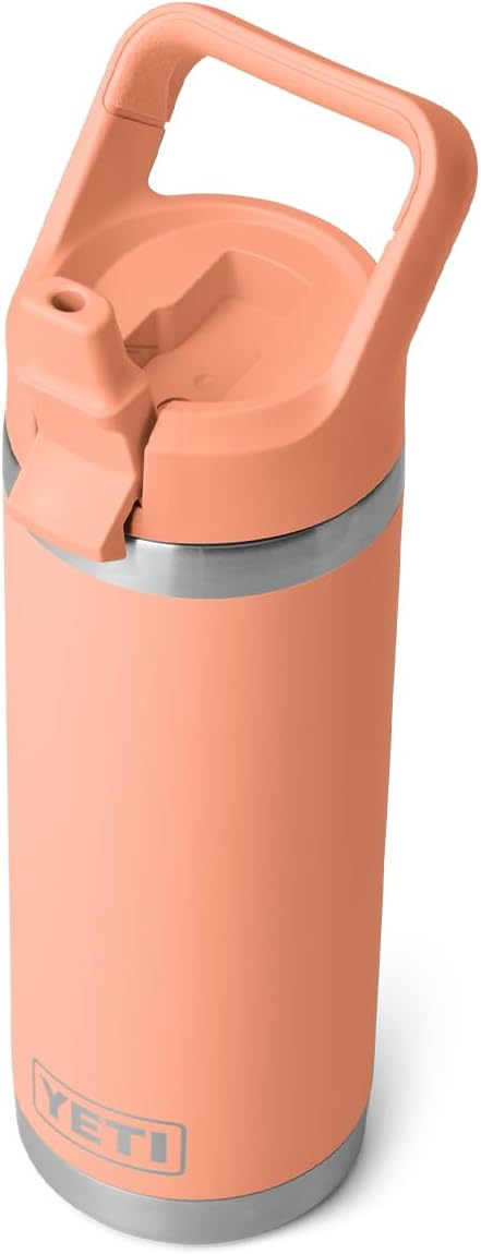 YETI Rambler 18 oz Bottle, Vacuum Insulated, Stainless Steel with Color Matching Straw Cap, Low Country Peach