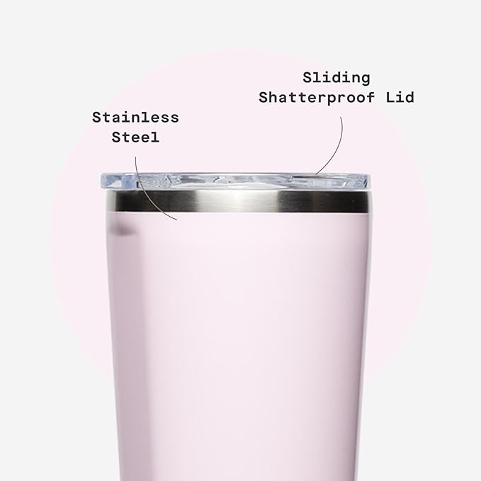 Corkcicle Classic Tumbler - Keeps Drinks Cold for 9 Hours & Hot for 3 - Triple-Insulated Stainless Steel - Holiday Tumbler Gift - 24 oz - Powder Puff