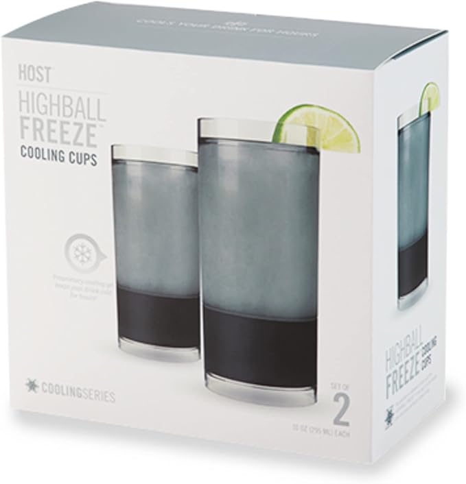 HOST Highball Cocktail Freeze Tumbler, Frozen Cocktail Glass, Double Walled Insulated Iced Coffee Tumbler, BPA Free Drink Cooler, 10 oz., Black