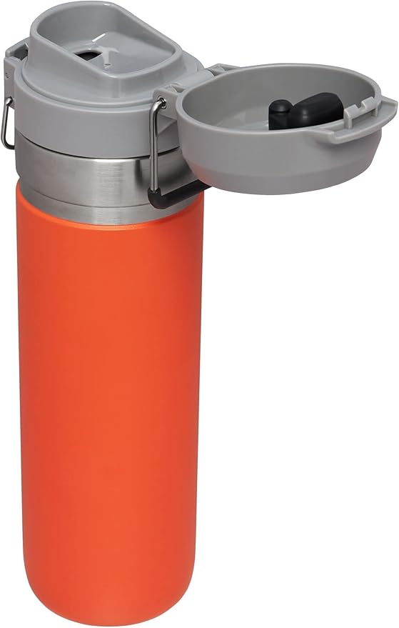 STANLEY Quick Flip GO Water Bottle 24 oz | Push Button Lid | Leakproof and Packable for Travel and Sports | Insulated Stainless Steel | BPA-Free | Tigerlily