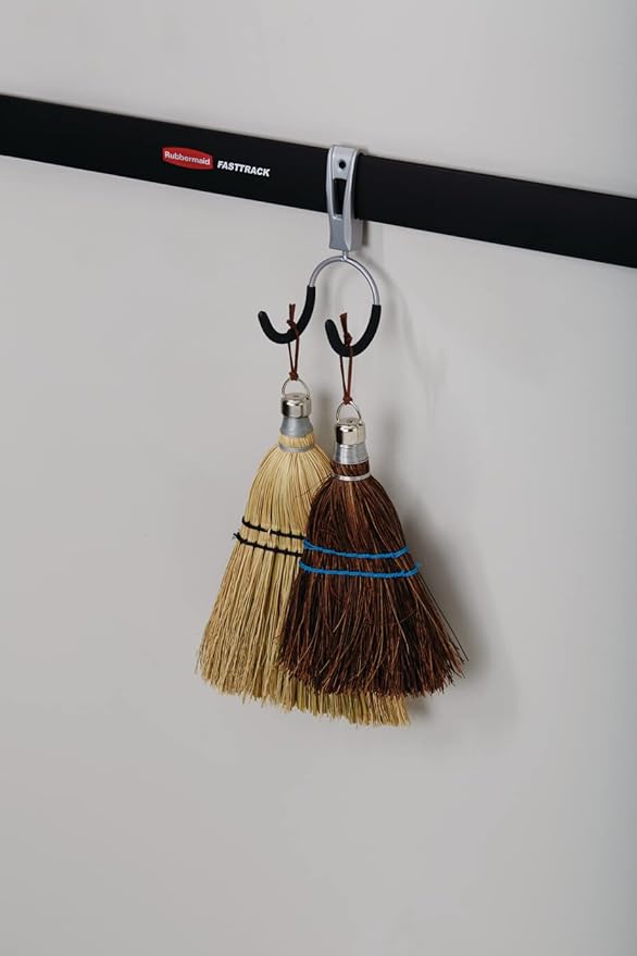 Rubbermaid Fasttrack Compact Hook for Garage Organization, Soft Grip, Ideal for Cords/Ropes/Small Hoses/Camping Chairs (Pack of 6)