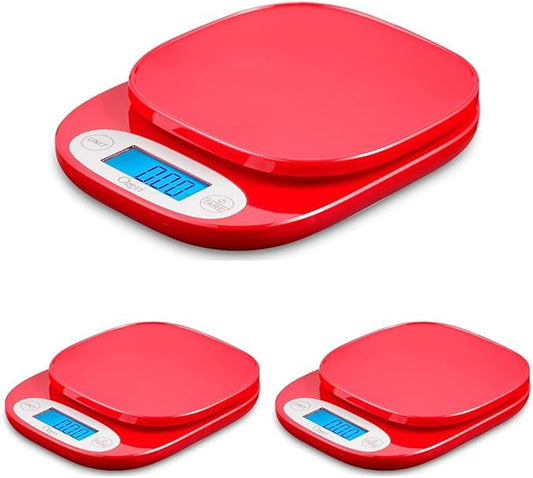 Ozeri ZK24 Garden and Kitchen Scale, with 0.5 g (0.01 oz) Precision Weighing Technology, Red (Pack of 3)