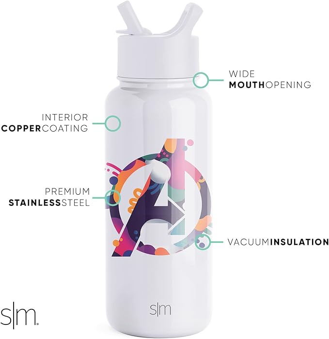 Simple Modern Marvel Avengers Water Bottle with Straw Lid Vacuum Insulated Stainless Steel Metal Thermos | Gifts for Women Men Reusable Leak Proof Flask | Summit Collection | 32oz Avengers Assemble