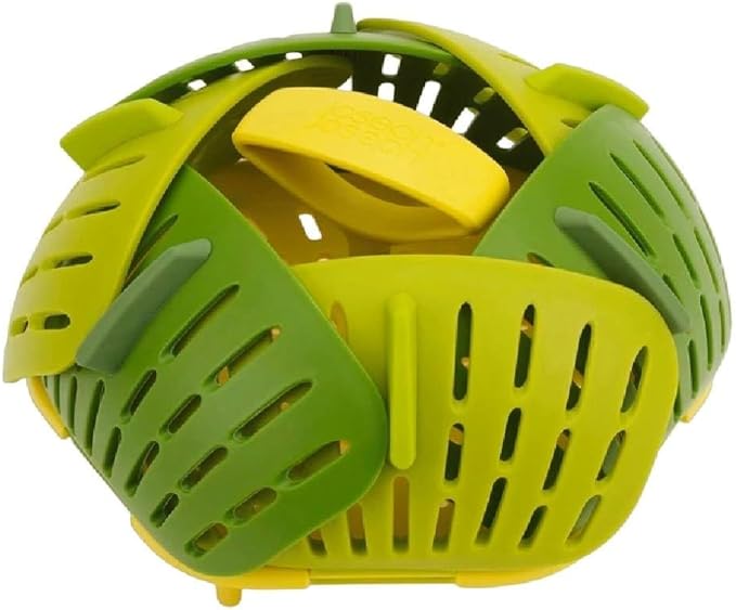 Joseph Joseph Bloom Folding Steamer Basket for Vegetables, Expandable for Various Pans, Compact Storage - Green
