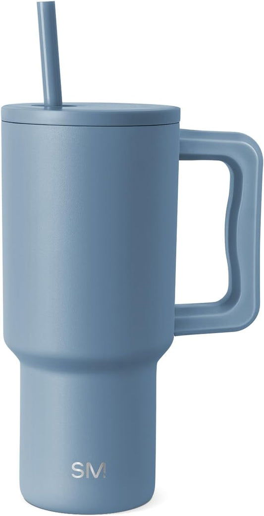 Simple Modern 30 oz Trek Tumbler with Handle and Straw Lid | Cup Holder Friendly Insulated Stainless Steel Travel Mug | Blue Dune (Pack of 12)