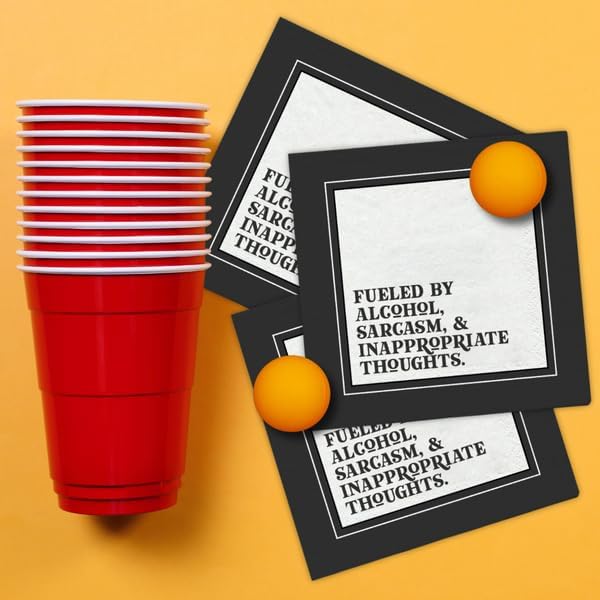 Funny Cocktail Napkins – “FUELED by ALCOHOL” – 20 Pack | Hilarious Disposable Paper Napkins for Parties, Bars, Weddings, Birthdays, Bachelorette & Adult Gatherings