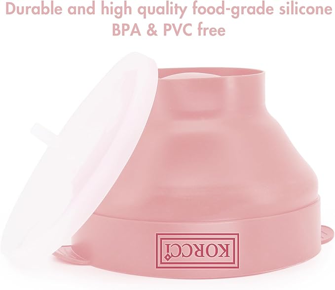 The Original Korcci Microwaveable Silicone Popcorn Popper, Microwave Popcorn Popper, Collapsible Microwave Popcorn Maker Bowl, No Oil Required, Use In Microwave, Dishwasher Safe (Pink)