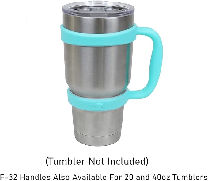 F-32 Handle - 19 COLORS - 40Oz, 30oz or 20oz size available - Compatible with 30 oz YETI and 30 oz. OZARK TRAIL Tumbler Travel Mug (30OZ, SEAFOAM BLUE)
