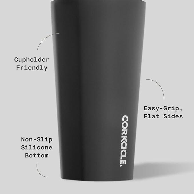 Corkcicle Classic Tumbler - Keeps Drinks Cold for 9 Hours & Hot for 3 - Triple-Insulated Stainless Steel - Holiday Tumbler Gift - 16 oz - Matte Black