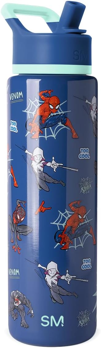 Simple Modern Summit Water Bottle with Straw Lid | Marvel 30oz Leak Proof Stainless Steel Insulated Cup | Gifts for Her Him | Spiderman Mashup