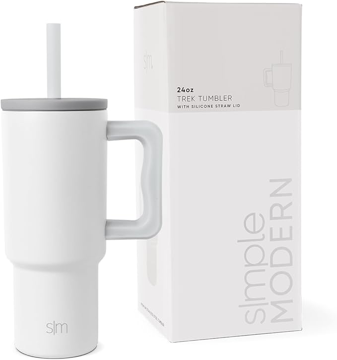 Simple Modern Kids 24 oz Tumbler with Handle and Silicone Straw Lid Spill Proof and Leak Resistant Stainless Steel Bottle Gift for Kids Boys Girls Trek Collection Cool Gray Mix (Pack of 12)