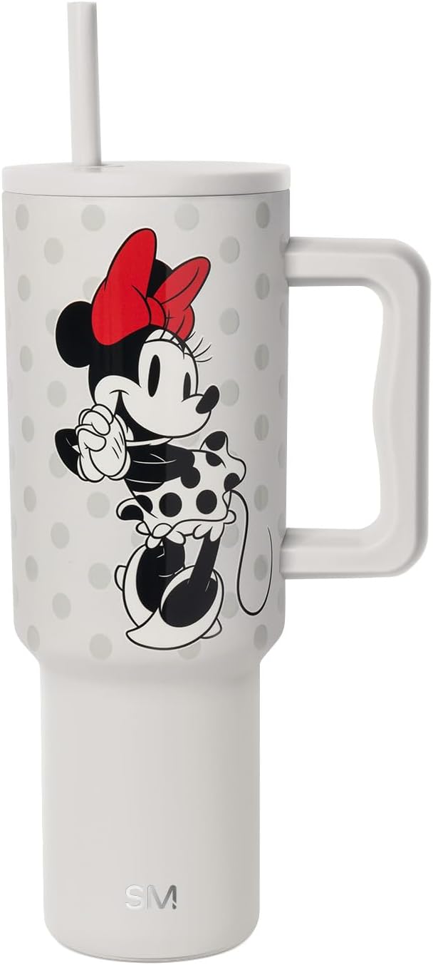 Simple Modern Disney 40 oz Tumbler with Handle and Straw Lid | Insulated Reusable Stainless Steel Water Bottle Travel Mug | Gifts for Women Men Him Her | Trek Collection | 40oz | Minnie Mouse Love