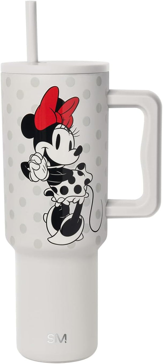 Simple Modern Disney 40 oz Tumbler with Handle and Straw Lid | Insulated Reusable Stainless Steel Water Bottle Travel Mug | Gifts for Women Men Him Her | Trek Collection | 40oz | Minnie Mouse Love