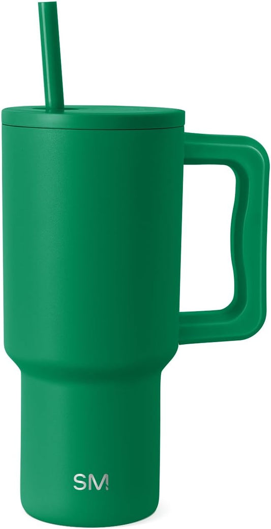 Simple Modern 30 oz Trek Tumbler with Handle and Straw Lid | Cup Holder Friendly Insulated Stainless Steel Travel Mug | Kelly Green