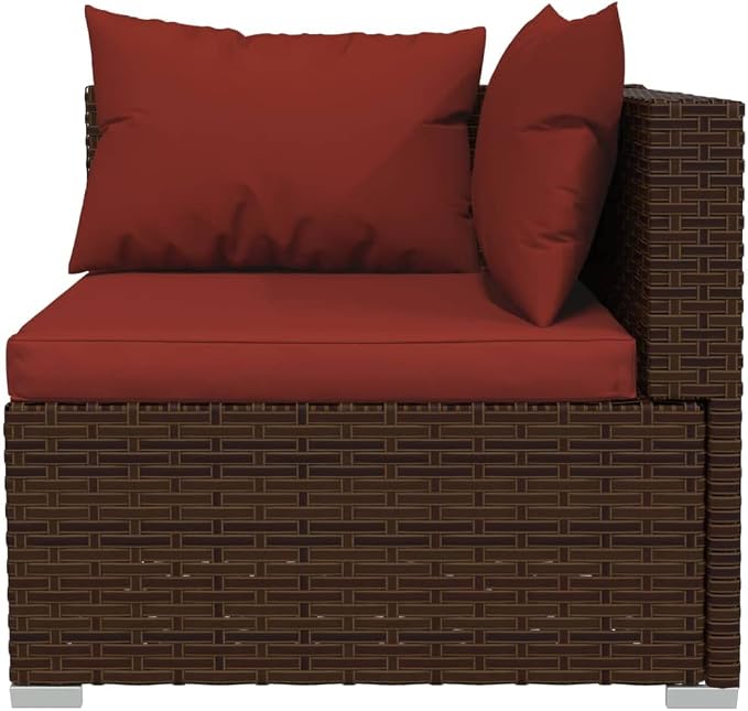 7-Piece Garden Lounge Set Brown PE Rattan Outdoor Furniture - Image 4
