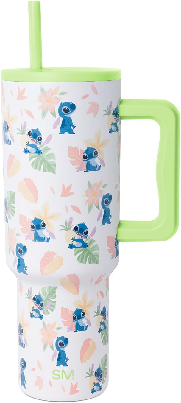 Simple Modern Disney 40 oz Tumbler with Handle and Straw Lid | Insulated Stainless Steel Water Bottle Travel Mug | Gifts for Women Men | Trek Collection | 40oz | Stitch Paradise