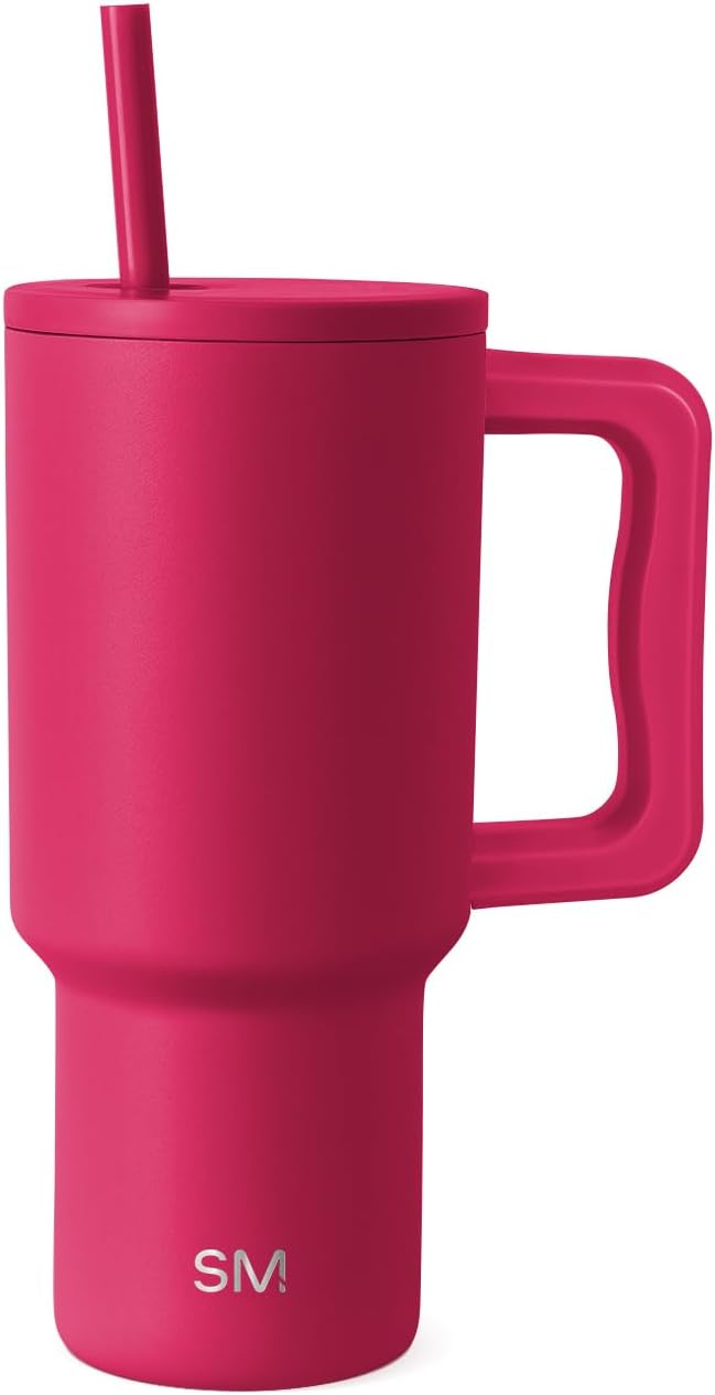 Simple Modern 30 oz Trek Tumbler with Handle and Straw Lid | Cup Holder Friendly Insulated Stainless Steel Travel Mug | Berry Twist