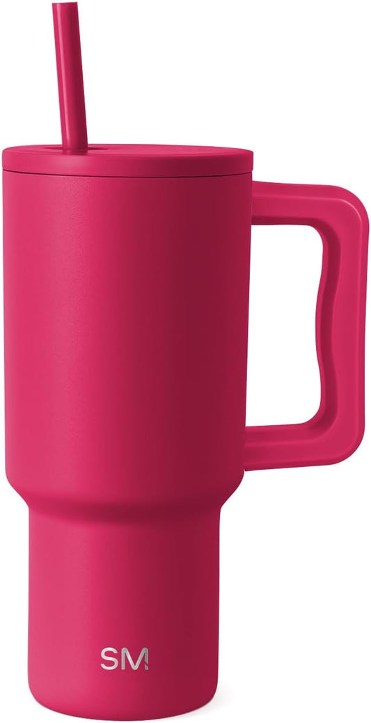 Simple Modern 30 oz Trek Tumbler with Handle and Straw Lid | Cup Holder Friendly Insulated Stainless Steel Travel Mug | Berry Twist