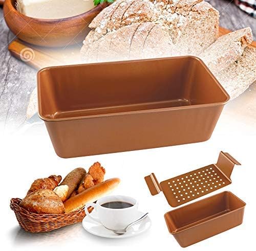 Volar Non-Stick Meatloaf Pan 2-Piece Healthy Meatloaf Pan Set Copper Coating With Removable Tray Drains Grease