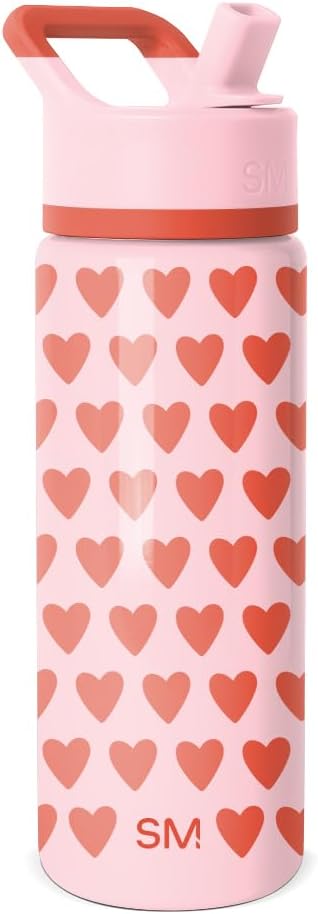 Simple Modern Kids Summit Water Bottle with Straw Lid | 18oz Stainless Steel Cup Insulated Tumbler for Girls, School | Sweetheart