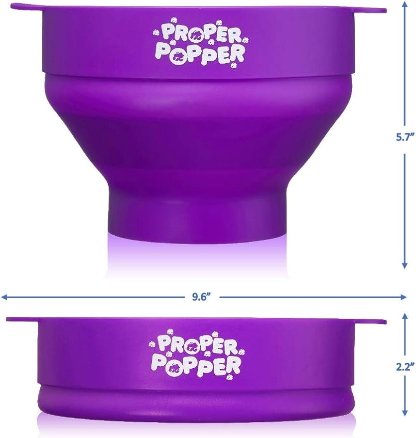 The Original Proper Popper Microwave Popcorn Popper, Silicone Popcorn Maker, Collapsible Bowl BPA Free & Dishwasher Safe - (Purple)