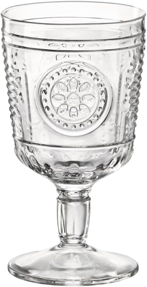 Bormioli Rocco Romantic (Set Of 6) Stemware Glasses, 10.75 Oz. Clear Crystal Glass, Made In Italy.