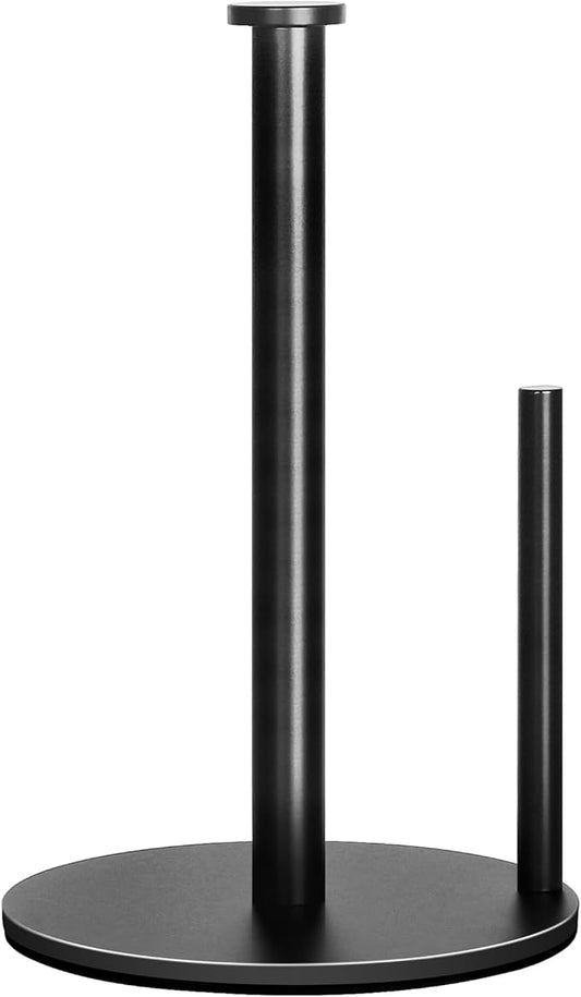 Paper Towel Holder Countertop, OBODING, Black Kitchen Paper Towel Holder Stand for Kitchen and Bathroom Organization, Stainless Steel Paper Towel Holders for Standard and Large Rolls (Matte Black)