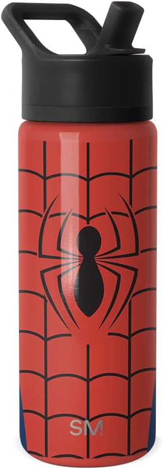 Simple Modern Kids Summit Water Bottle with Straw Lid | Marvel Spider Man 18oz Stainless Steel Cup Insulated Tumbler for Boys, School | Spider Armor