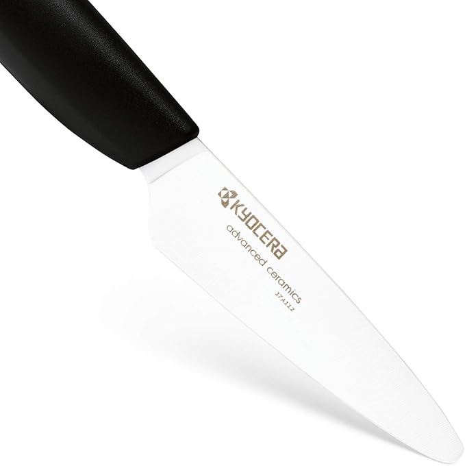 Kyocera Advanced Ceramics – Revolution Series 3-Piece Ceramic Knife Set: Includes 6-inch Chef's Knife; 5-inch Micro Serrated Knife; and 3-inch Paring Knife; Black Handles with White Blades