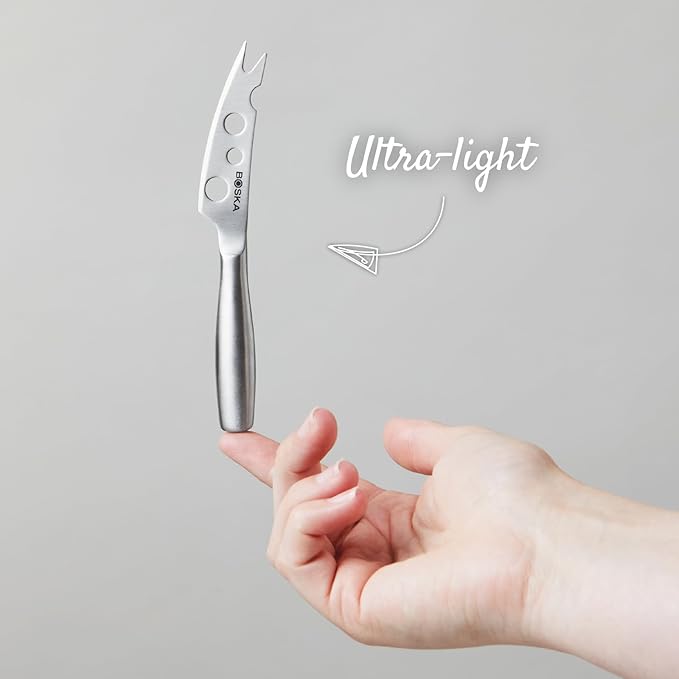 BOSKA Stainless Steel Cheese 4 Knife Set - Mini Copenhagen Knives For All Types of Cheese - Silver Non-Stick - Dishwasher Safe - For Kitchen Cooking