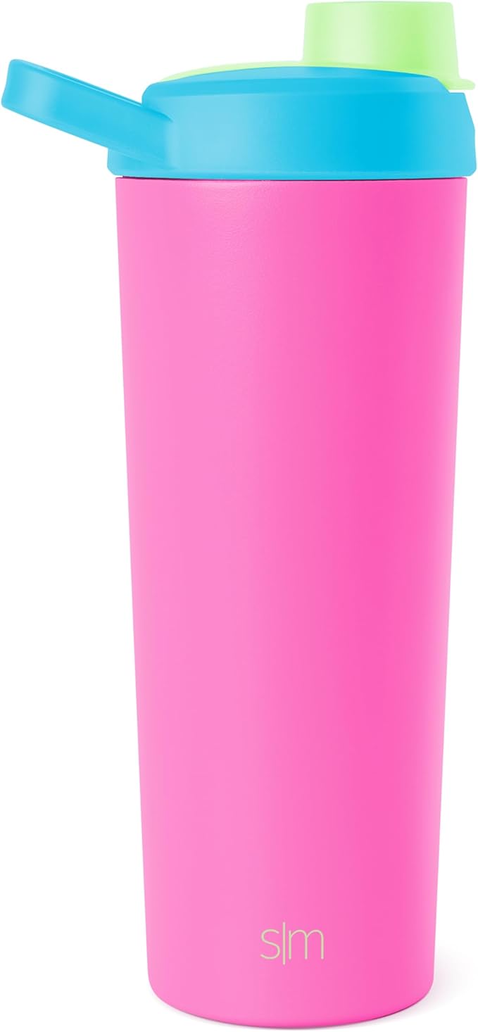 Simple Modern Stainless Steel Shaker Bottle with Ball 24oz | Metal Insulated Cup for Protein Mixes, Shakes and Pre Workout | Rally Collection | 80s Mix (Pack of 12)