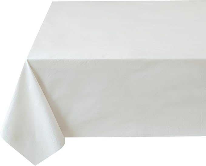 Benson Mills Deluxe Heavy Duty Vinyl Table Pad, Premium Table Protector, Waterproof with Flannel Backing, Quilted Design and Customizable (Off-White, 52" X 70" Rectangular)